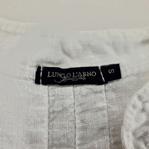 Lungo Larno 100% Linen White Button-Up Blouse Size S - Picture 7 of 8